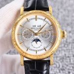 Swiss Grade Copy Patek Philippe Complications Silver Dial Gold Watch